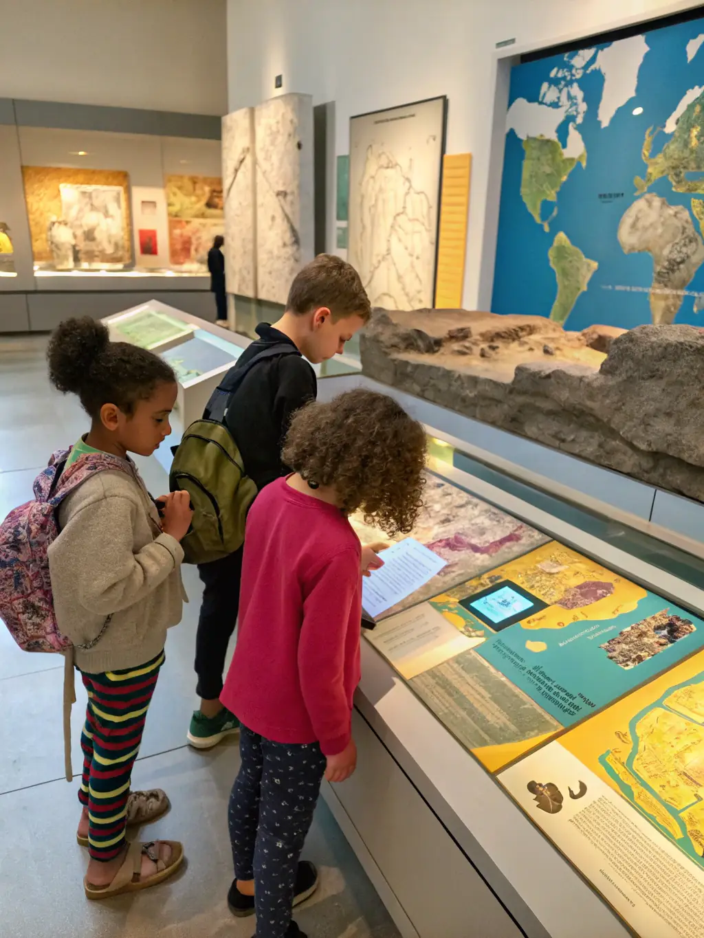 A photograph of children participating in an educational workshop at a museum, engaging in hands-on activities related to Breton culture.